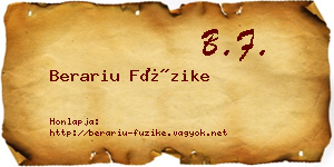 Berariu Füzike névjegykártya